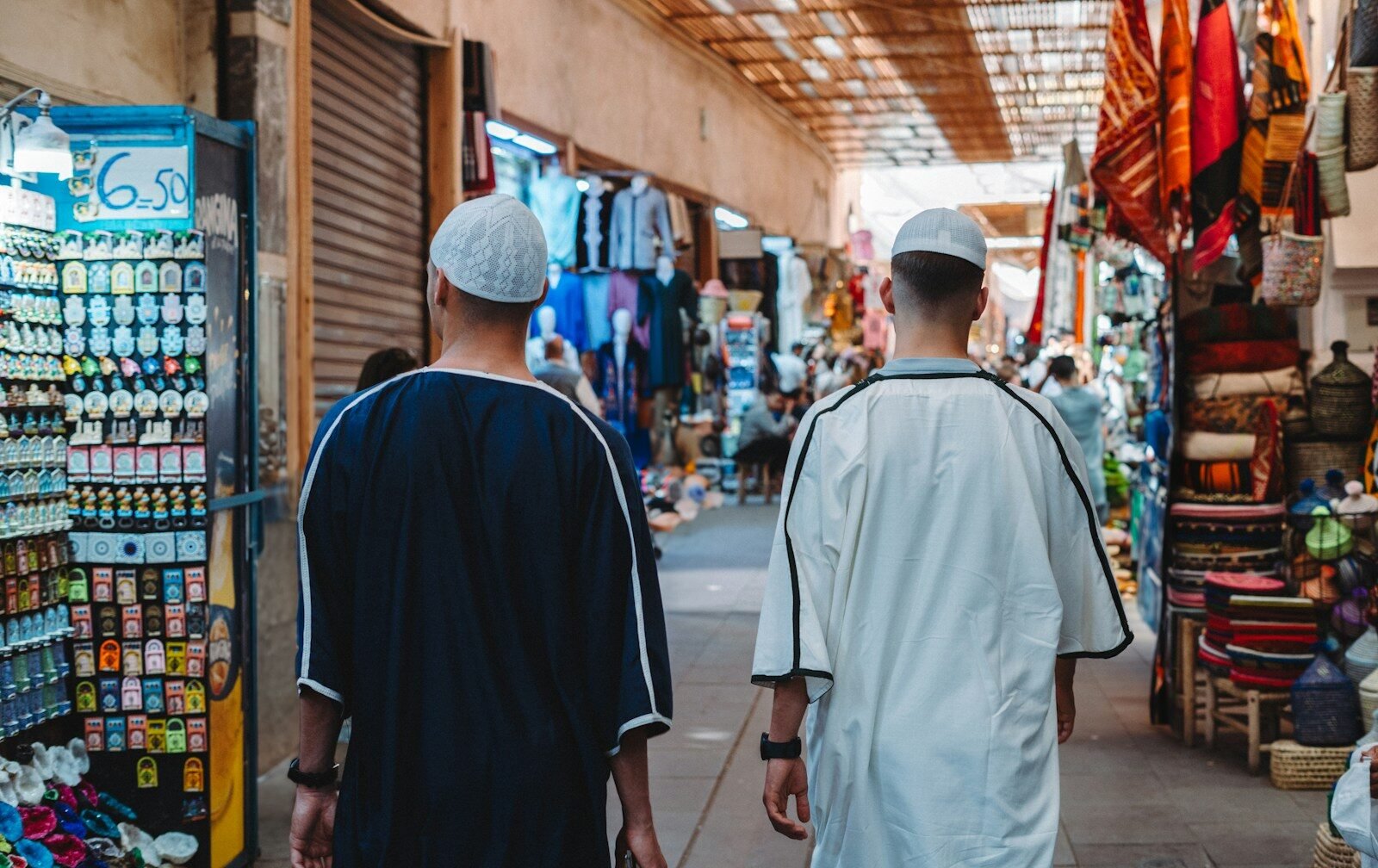 Souks of Marrakech with lanterns, crafts and traditional products
