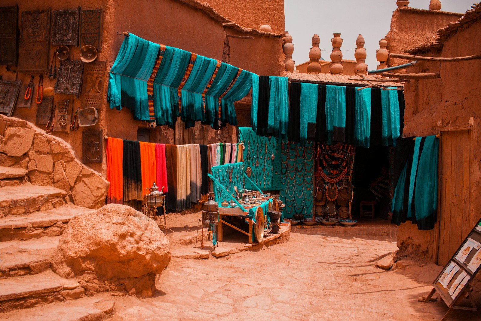 Colorful spices in Marrakech souk market