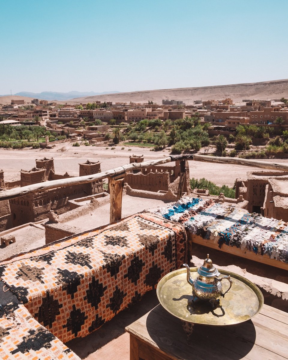 Ancient clay kasbah architecture in Ait Benhaddou